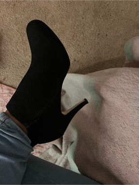 Madden Girl Black Suede Ankle Booties with Stiletto Heel